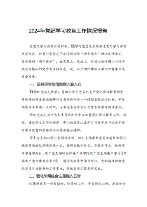 七篇学校2024年开展党纪学习教育工作的情况汇报.docx