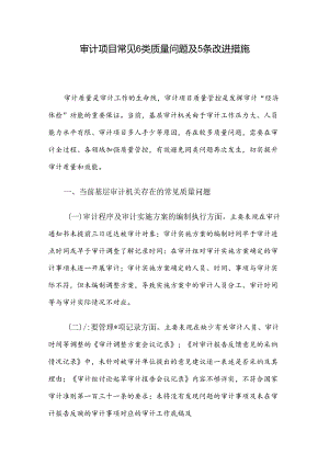 审计项目常见6类质量问题及5条改进措施.docx