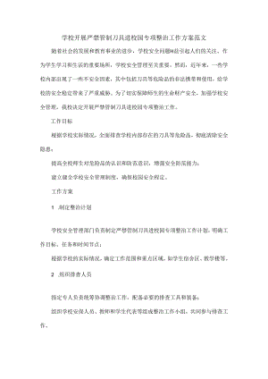 学校开展严禁管制刀具进校园专项整治工作方案范文.docx