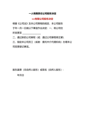 有限公司股东决定模板.docx