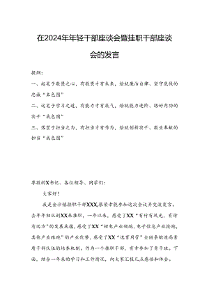 在2024年年轻干部座谈会暨挂职干部座谈会的发言.docx