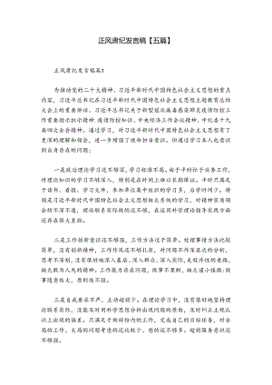 正风肃纪发言稿【五篇】.docx