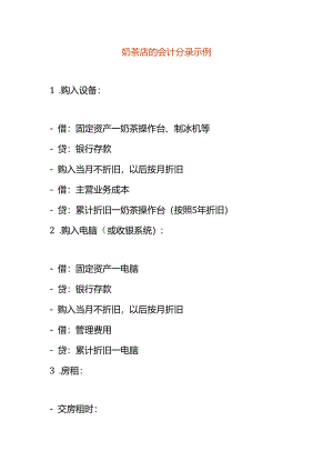 奶茶店的会计分录示例.docx