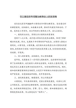 4篇 2024年在以案促改专项整治教育会上的发言稿.docx