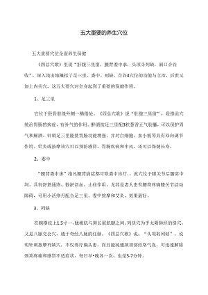 五大重要的养生穴位（2024年）.docx