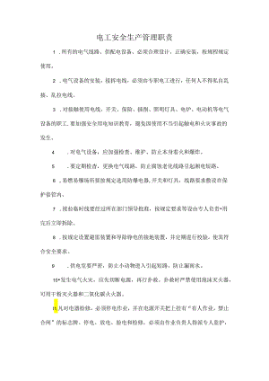 电工安全生产管理职责.docx