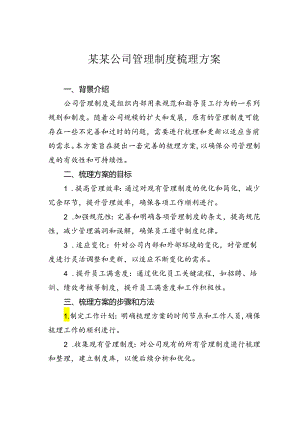 某某公司管理制度梳理方案.docx