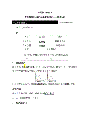 专题复习自查案 专题 细胞代谢的两类重要物质——酶和ATP.docx