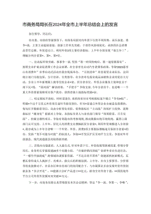 市商务局局长在2024年全市上半年总结会上的发言.docx