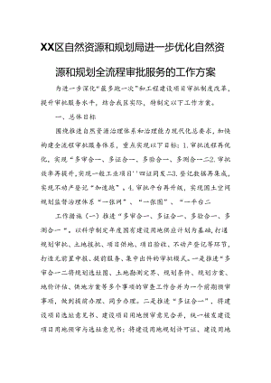 XX区自然资源和规划局进一步优化自然资源和规划全流程审批服务的工作方案.docx