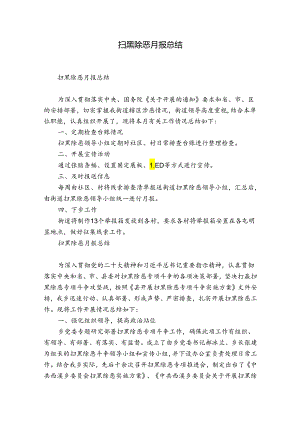 扫黑除恶月报总结.docx