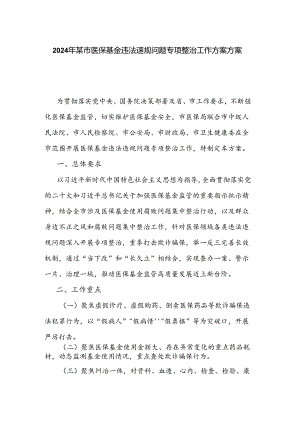 2024年某市医保基金违法违规问题专项整治工作方案方案.docx