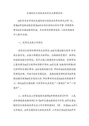 交通综合行政执法改革试点典型经验.docx