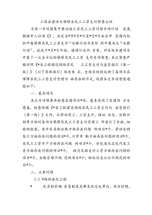 工程在建项目保障农民工工资支付督查总结.docx