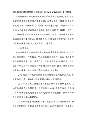 合肥市职业病防治机构提质合规行动（2024-2025年）工作方案.docx