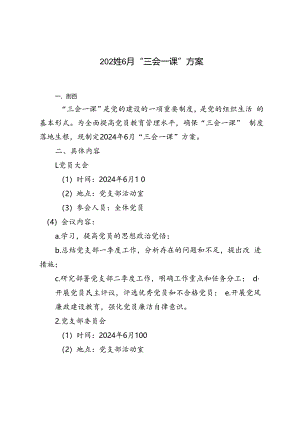 2篇 2024年6月“三会一课”方案.docx