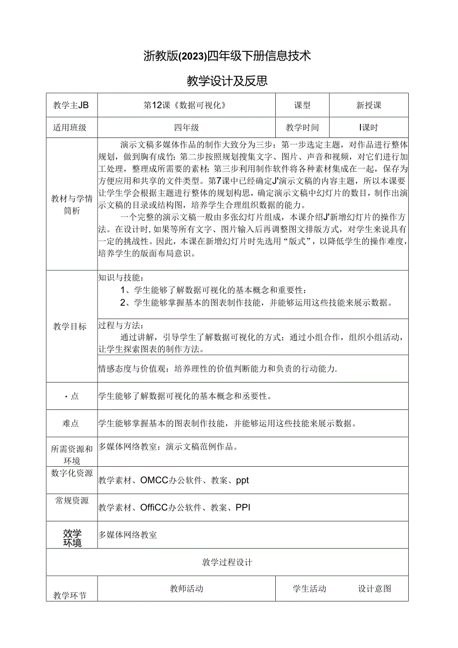 四年级下册信息技术-第三单元第12课《数据可视化》 浙教版.docx_第1页