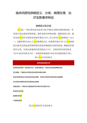 临床间质性肺病定义、分类、病理生理、治疗及影像学特征.docx