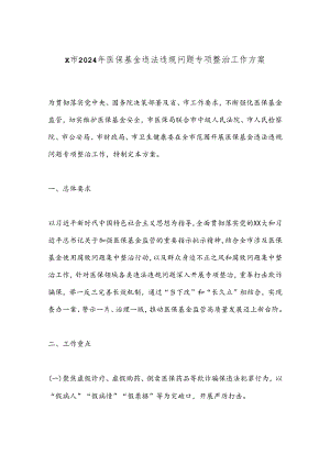 X市2024年医保基金违法违规问题专项整治工作方案.docx