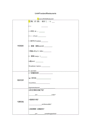 Lesson 22 In the Restaurant.docx