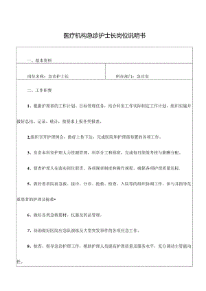 医疗机构急诊护士长岗位说明书.docx