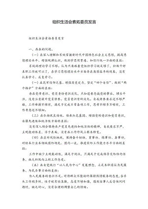 组织生活会素拓委员发言.docx