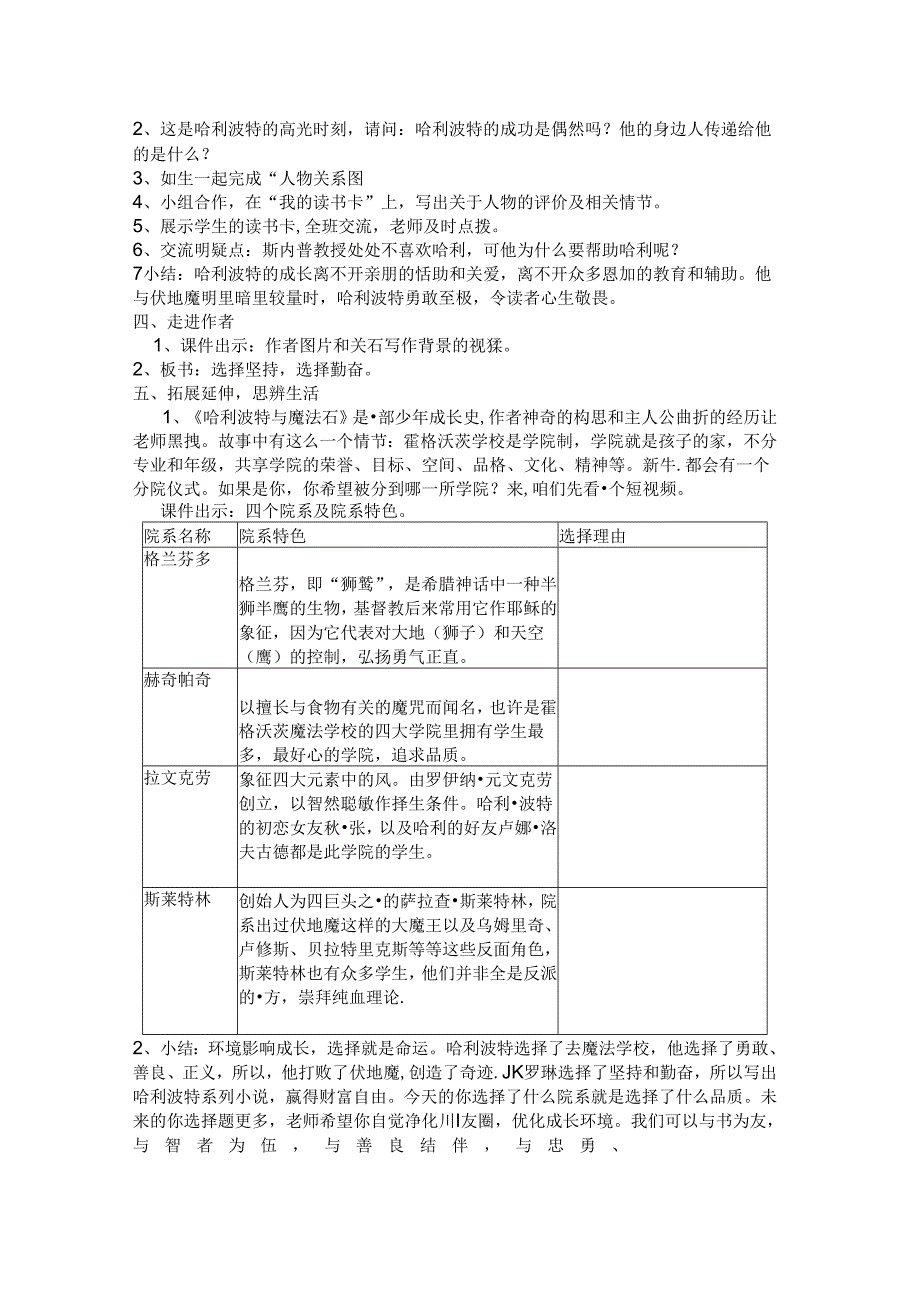 哈利波特与魔法石整本书阅读汇报课教学设计.docx_第2页