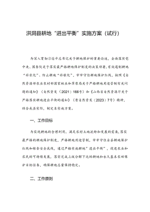 洪洞县耕地“进出平衡”实施方案（试行）.docx