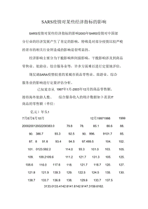 SARS疫情对某些经济指标的影响.docx