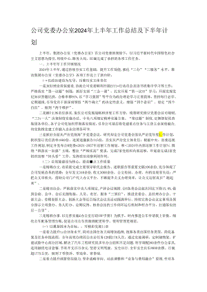 公司党委办公室2024年上半年工作总结及下半年计划.docx