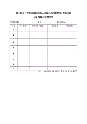 3.团体标准《海水 类固醇激素的测定的测定 高效液相色谱-串联质谱法》专家征求意见表.docx
