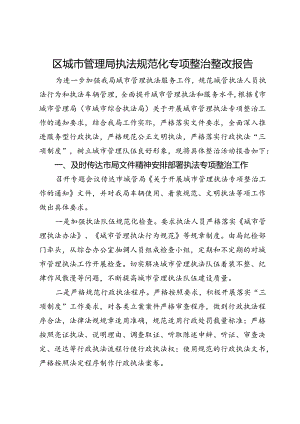 区城市管理局执法规范化专项整治整改报告.docx