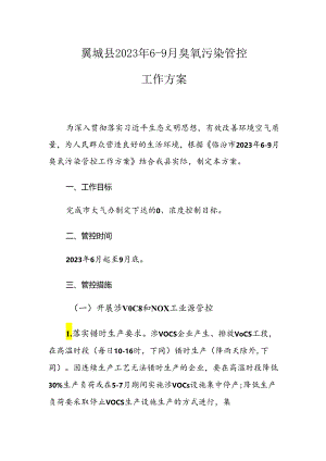 翼城县2023年6-9月臭氧污染管控工作方案.docx