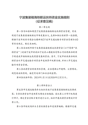 宁波集装箱海铁联运 扶持资金管理细则（征求意见稿）.docx