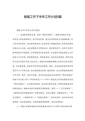 客服工作下半年工作计划5篇.docx