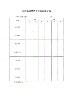 弘毅中学单位卫生状况评议表.docx