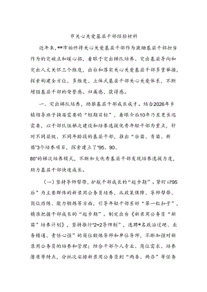 市关心关爱基层干部经验材料.docx