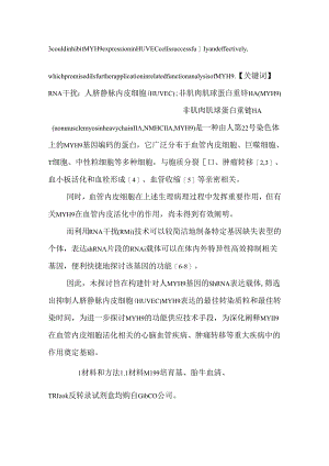 RNA干扰技术抑制人内皮细胞非肌肉肌球蛋白重链ⅡA（MYH9）表达的研究.docx