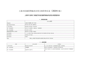 上海市抗菌药物临床应用分级管理目录（2024年版）——三级和二级医疗机构.docx