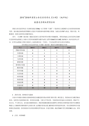 2015～2018年国家公务员录用考试《行测》（地市级）数量关系模块考情分析.docx