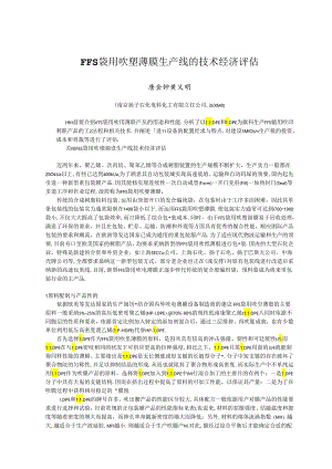 FFS袋用吹塑薄膜生产线的技术经济评估(DOC).docx