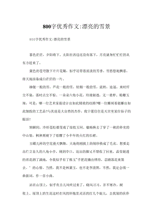 800字优秀作文-美丽的雪景.docx