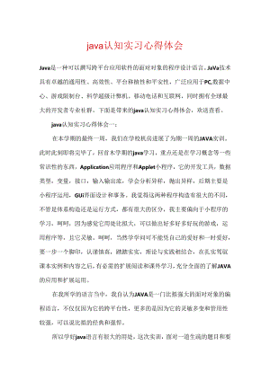 java认知实习心得体会.docx