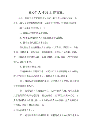 HR个人年度工作计划.docx