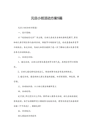 元旦小班活动方案5篇.docx