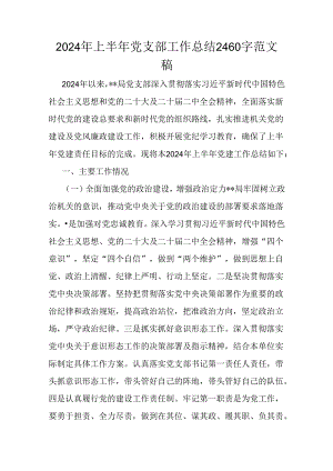 2024年上半年党支部工作总结2460字范文稿.docx