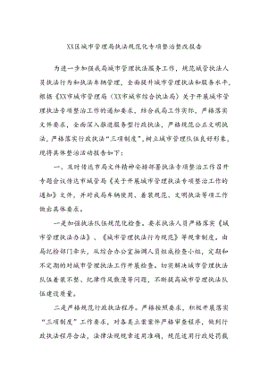 XX区城市管理局执法规范化专项整治整改报告.docx