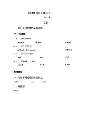 Unit 3 School Subjects Part A 习题.docx