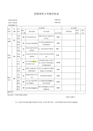 【招采管理】营销类供应商考察评价表.docx