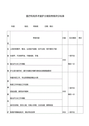 医疗机构手术室护士绩效考核评分标准.docx